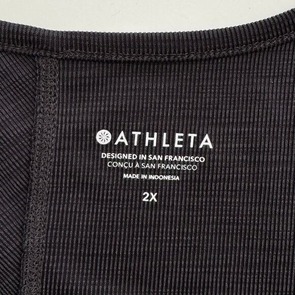 Athleta Relaxed Ribbed Tank Top Sleeveless Black/Charcoal Gray 2X - Picture 11 of 12